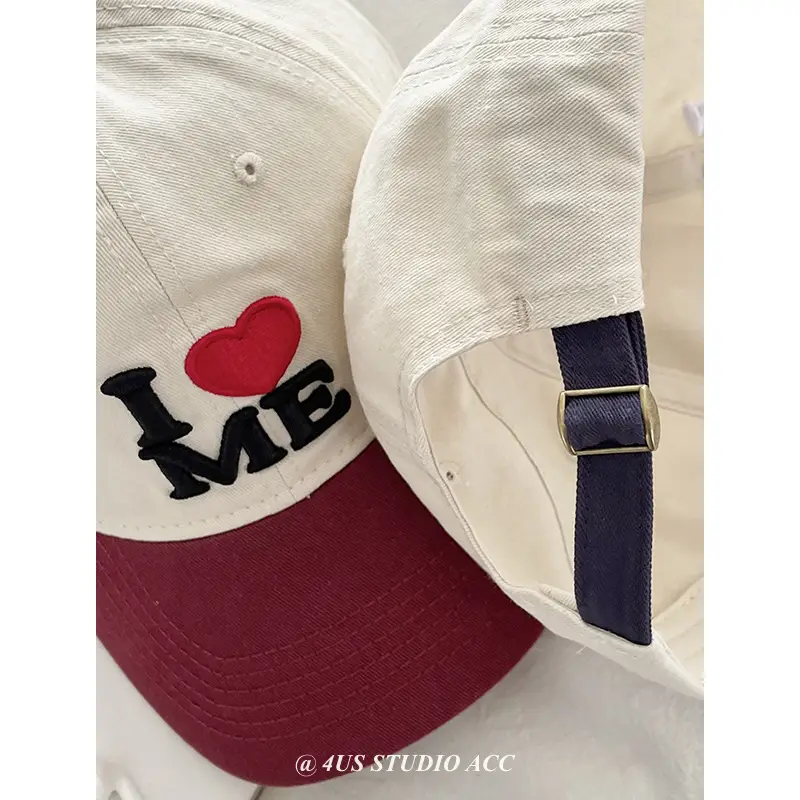 Women's I Heart ME Cap White Red Baseball Style