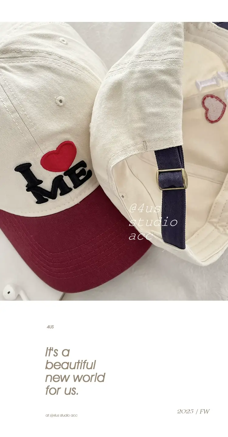 Women's I Heart ME Cap White Red Baseball Style — feature 2