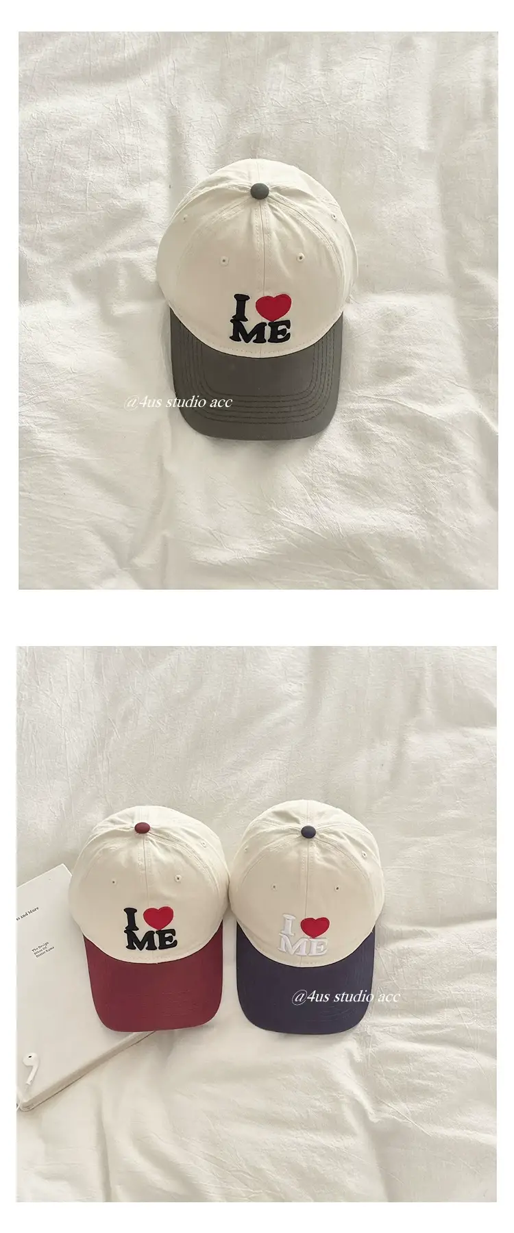 Women's I Heart ME Cap White Red Baseball Style — feature 6