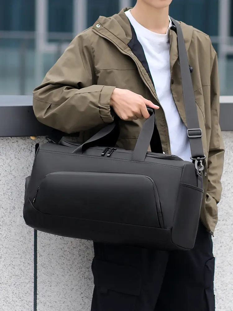 Textured Crossbody Bag for Men Green Large Capacity