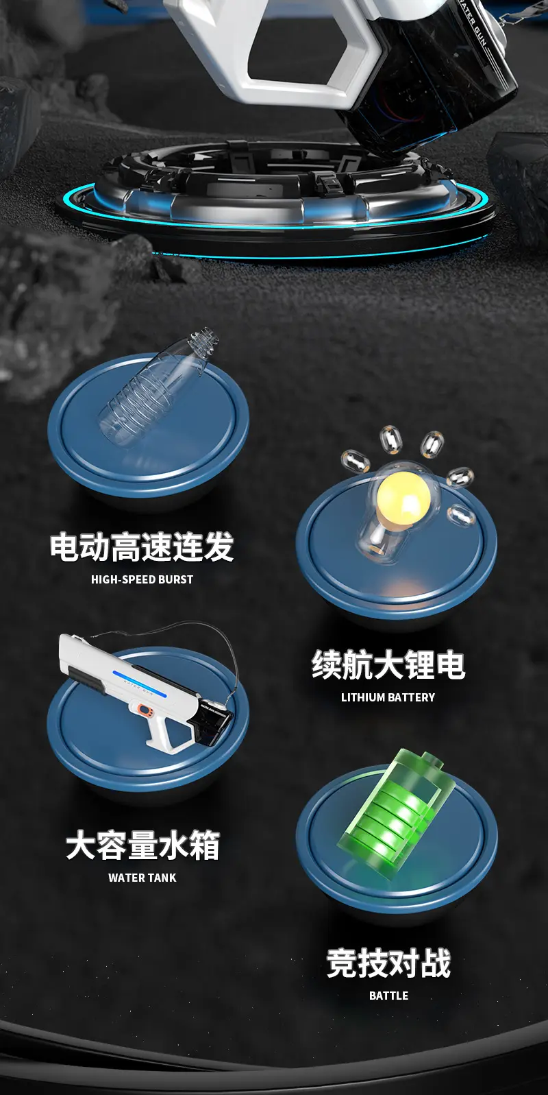 Cross-border Hand-in-One Electric Water Gun Automatic Water Gun Water Splash Festival Summer Water Play Toys Large Capacity Water Gun — feature 3