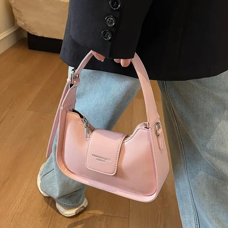 Women's Beige Leather Shoulder Bag with Silver Strap