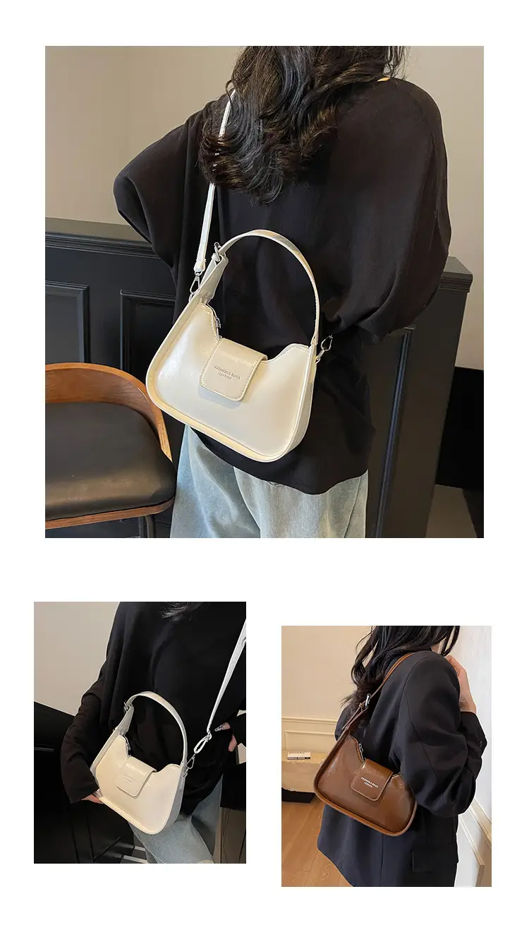 Women's Beige Leather Shoulder Bag with Silver Strap — feature 12