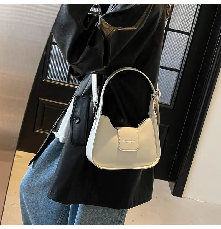 Women's Beige Leather Shoulder Bag with Silver Strap — feature 19