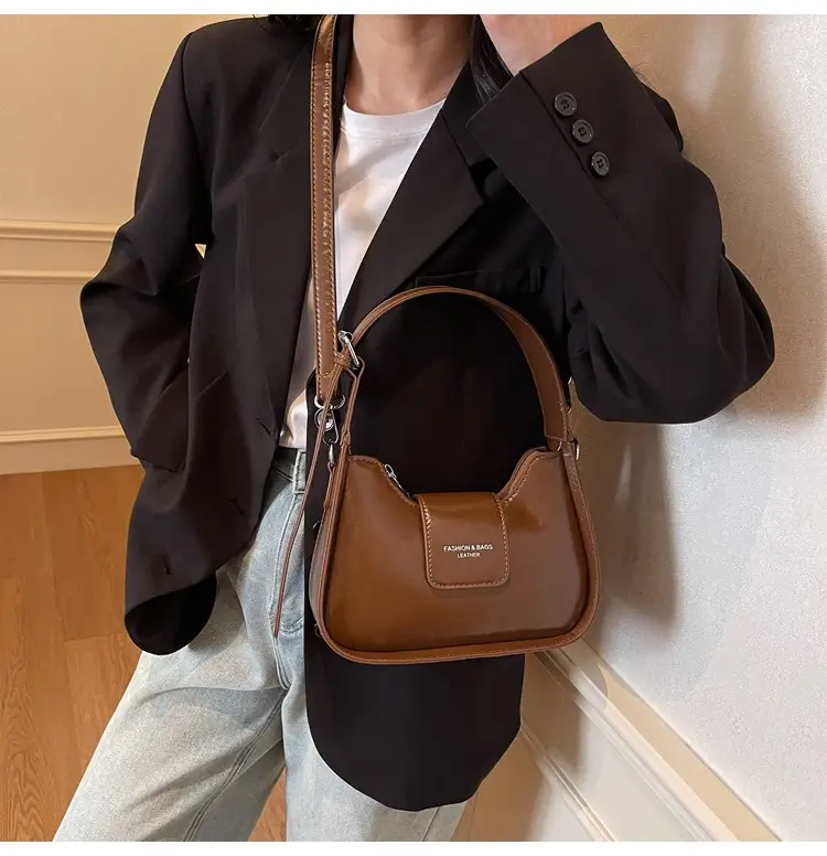 Women's Beige Leather Shoulder Bag with Silver Strap — feature 20
