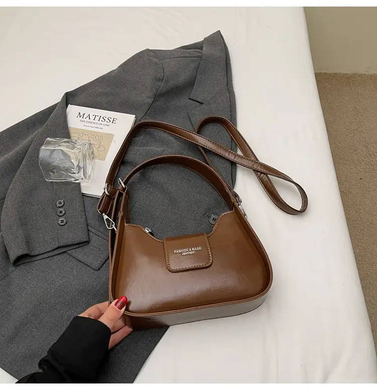 Women's Beige Leather Shoulder Bag with Silver Strap — feature 26