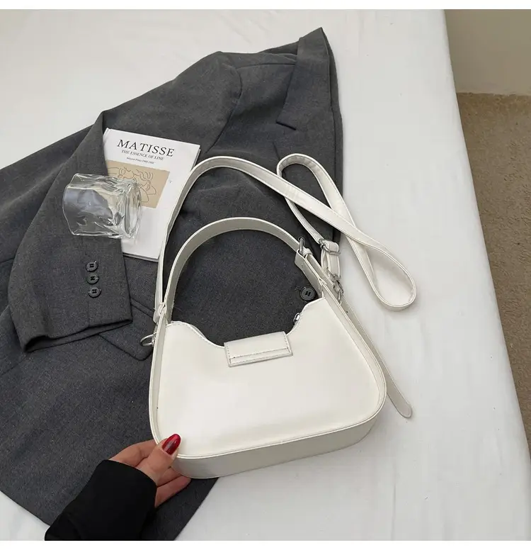 Women's Beige Leather Shoulder Bag with Silver Strap — feature 28