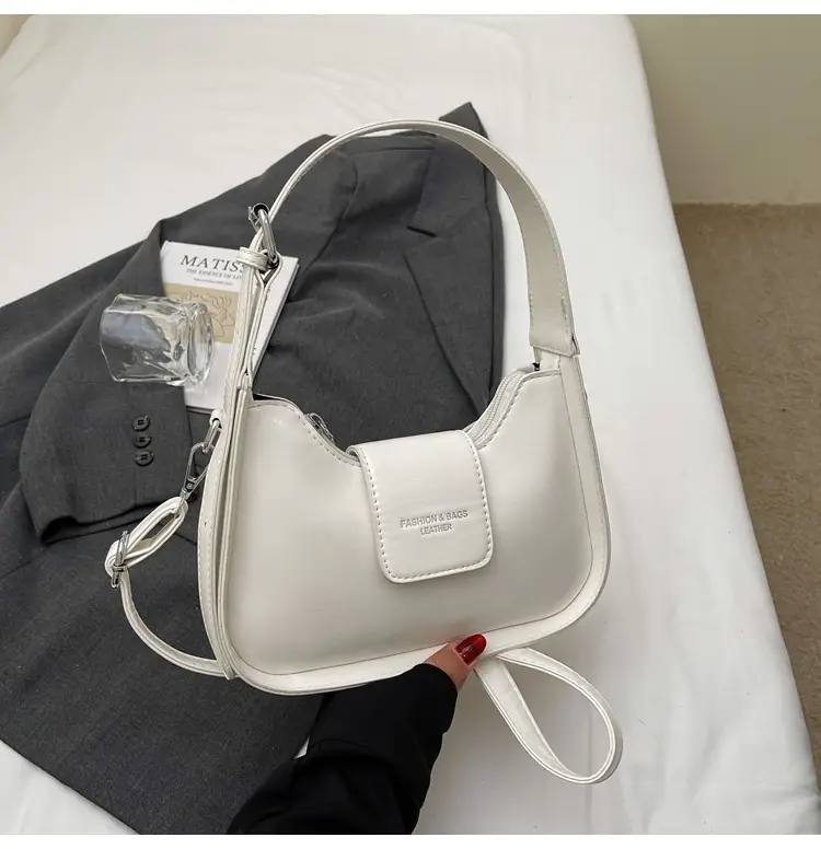 Women's Beige Leather Shoulder Bag with Silver Strap — feature 29