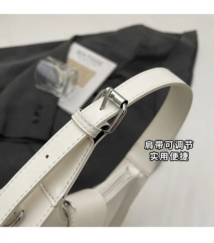 Women's Beige Leather Shoulder Bag with Silver Strap — feature 5