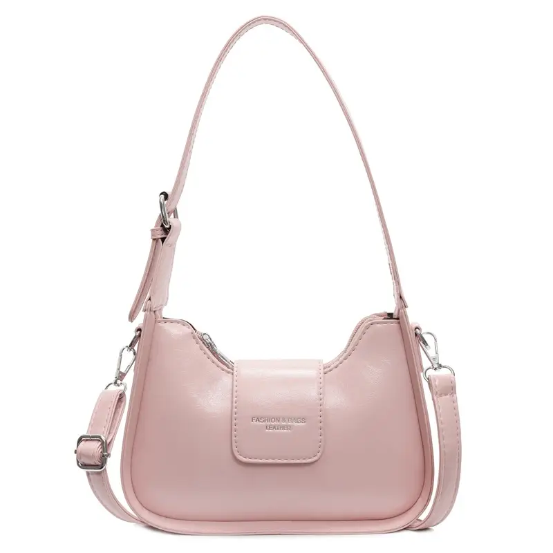 Women's Beige Leather Shoulder Bag with Silver Strap