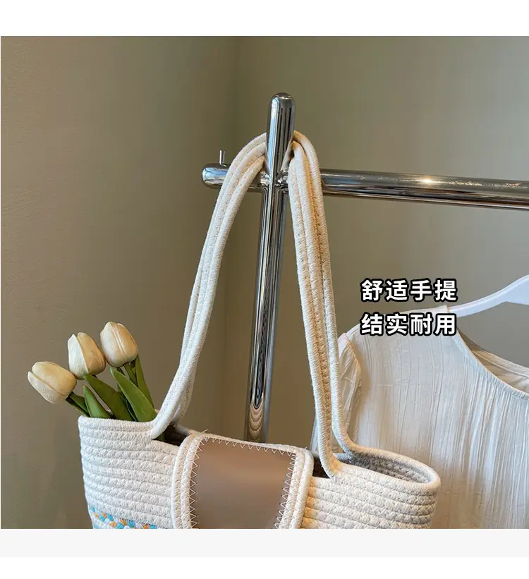 Women's Distinctive Braided Bucket Bag with Pearl Button — feature 3