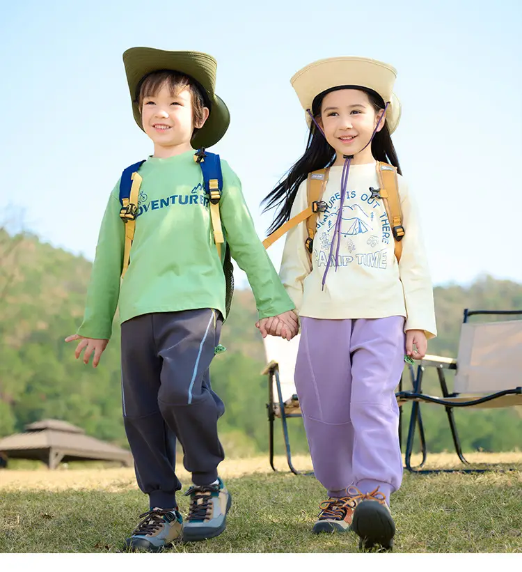 Kids Long Sleeve T-Shirt Set Cotton Green Cream Spring Fall — feature 19