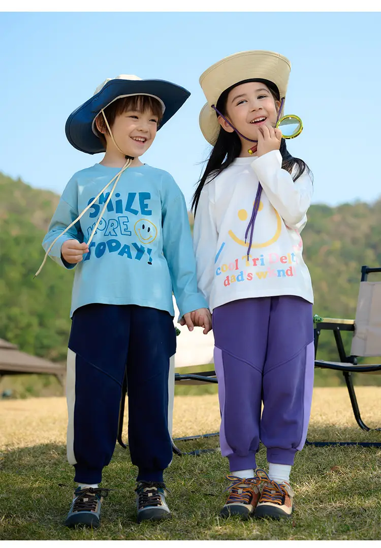 Kids Long Sleeve T-Shirt Set Cotton Green Cream Spring Fall — feature 25