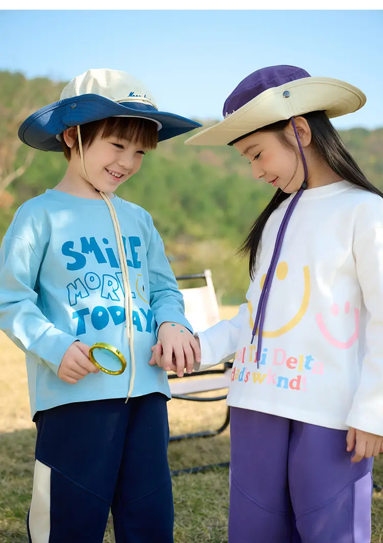 Kids Long Sleeve T-Shirt Set Cotton Green Cream Spring Fall — feature 28