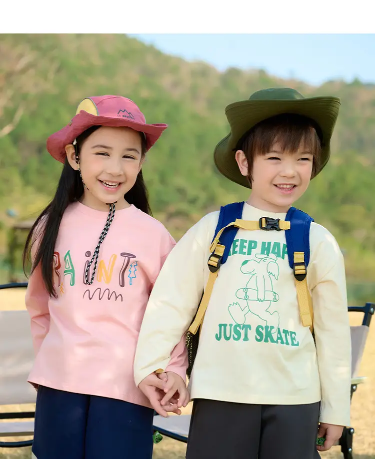 Kids Long Sleeve T-Shirt Set Cotton Green Cream Spring Fall — feature 29