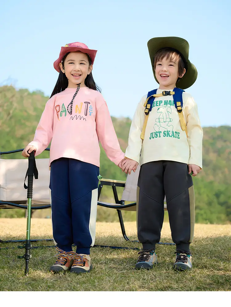 Kids Long Sleeve T-Shirt Set Cotton Green Cream Spring Fall — feature 32