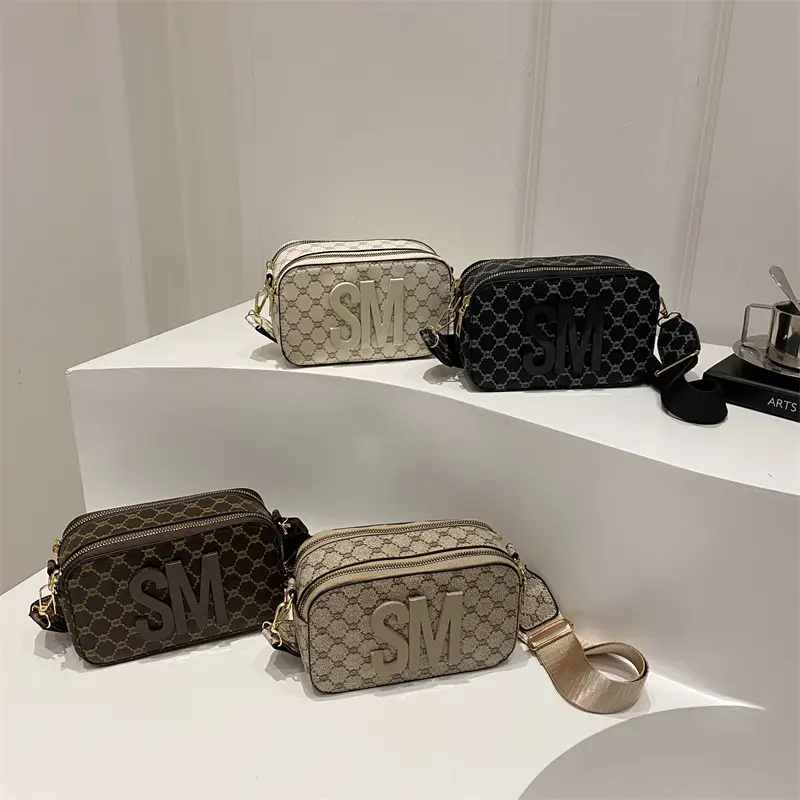 2025 Spring Letter Crossbody Bag Brown Gold - Image 8