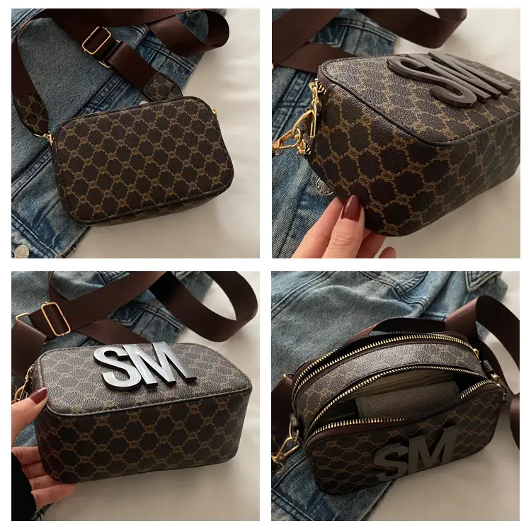 2025 Spring Letter Crossbody Bag Brown Gold — feature 9