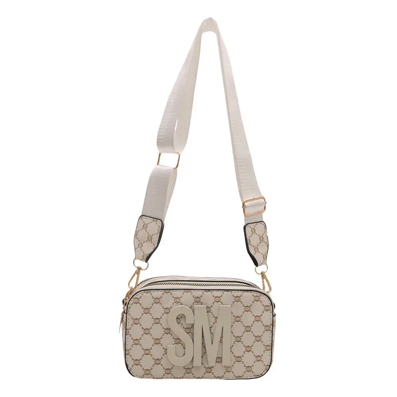 2025 Spring Letter Crossbody Bag Brown Gold - Image 2