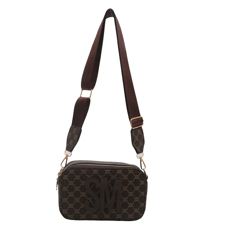 2025 Spring Letter Crossbody Bag Brown Gold - Image 4