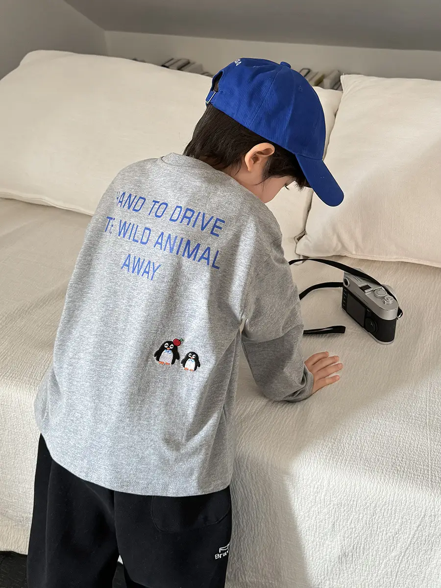 Haima Boys Long Sleeve Cotton T-Shirt Blue Print - Image 5