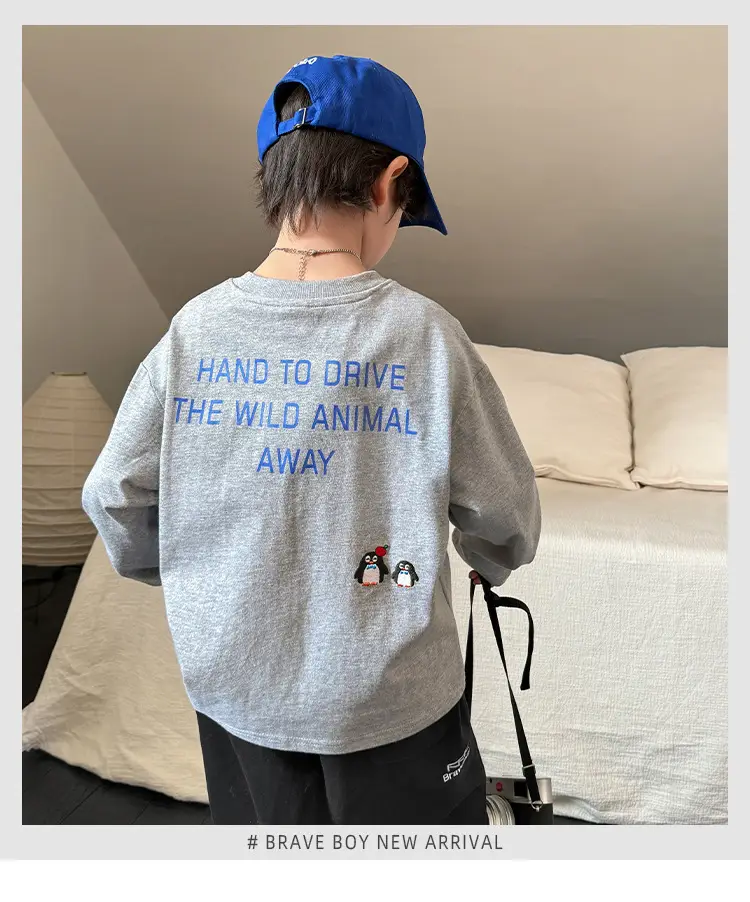 Haima Boys Long Sleeve Cotton T-Shirt Blue Print — feature 1