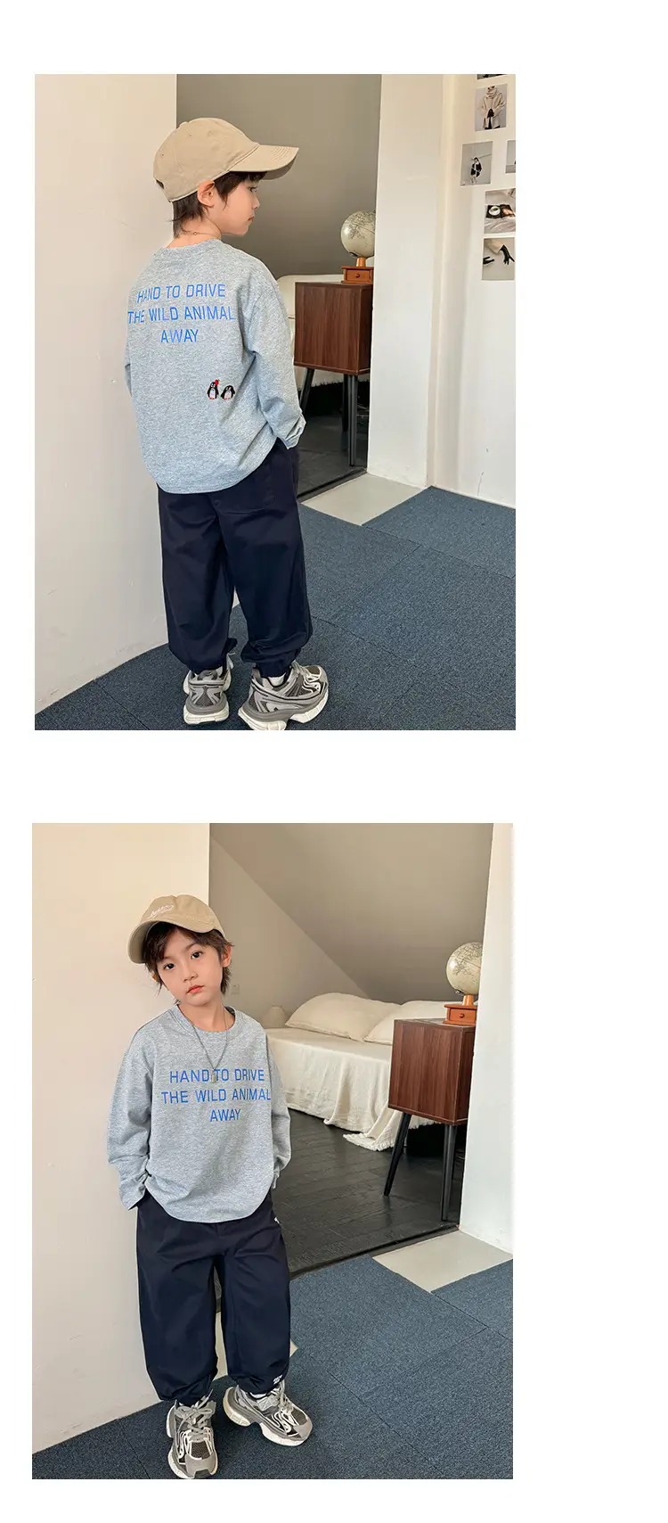Haima Boys Long Sleeve Cotton T-Shirt Blue Print — feature 9