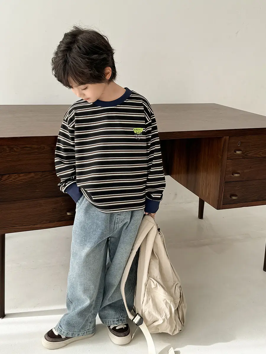 Kids Striped Long Sleeve T-Shirt Boys Korean Style