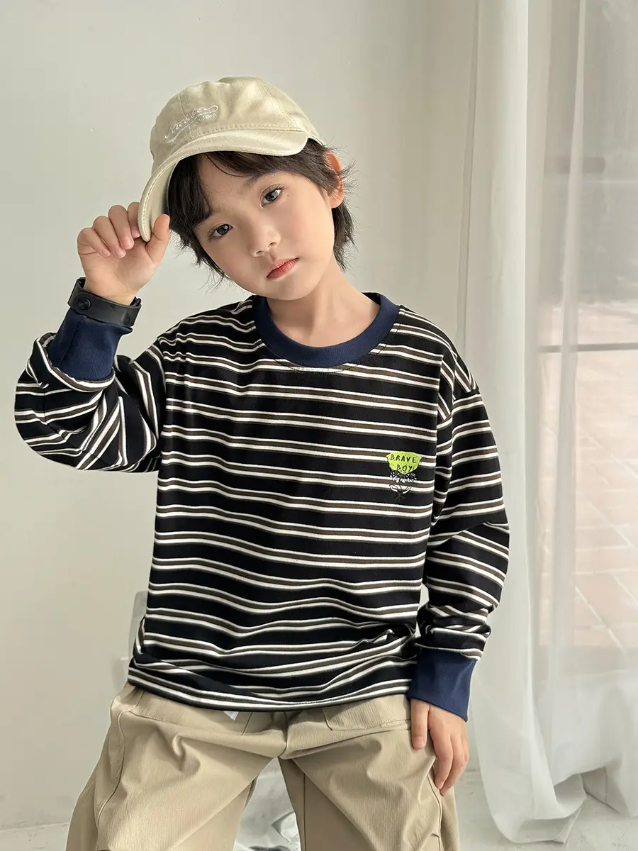 Kids Striped Long Sleeve T-Shirt Boys Korean Style
