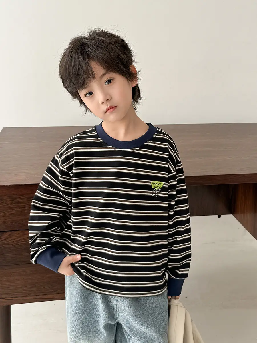 Kids Striped Long Sleeve T-Shirt Boys Korean Style