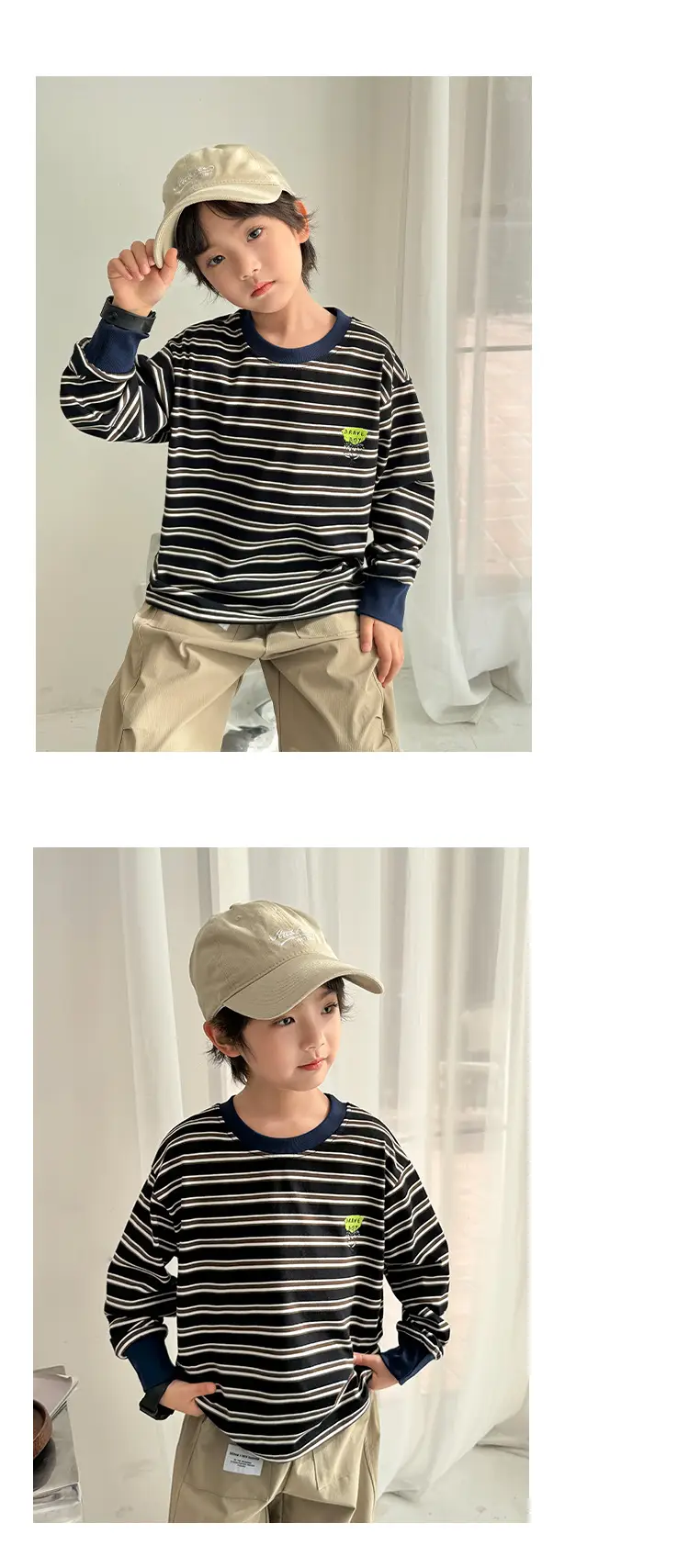 Kids Striped Long Sleeve T-Shirt Boys Korean Style — feature 10