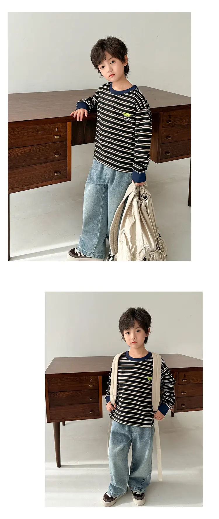 Kids Striped Long Sleeve T-Shirt Boys Korean Style — feature 11