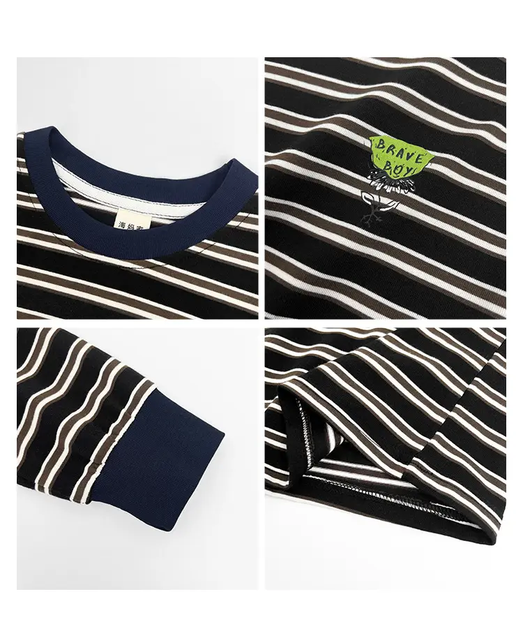 Kids Striped Long Sleeve T-Shirt Boys Korean Style — feature 4