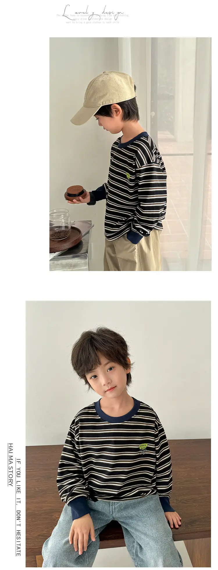 Kids Striped Long Sleeve T-Shirt Boys Korean Style — feature 7