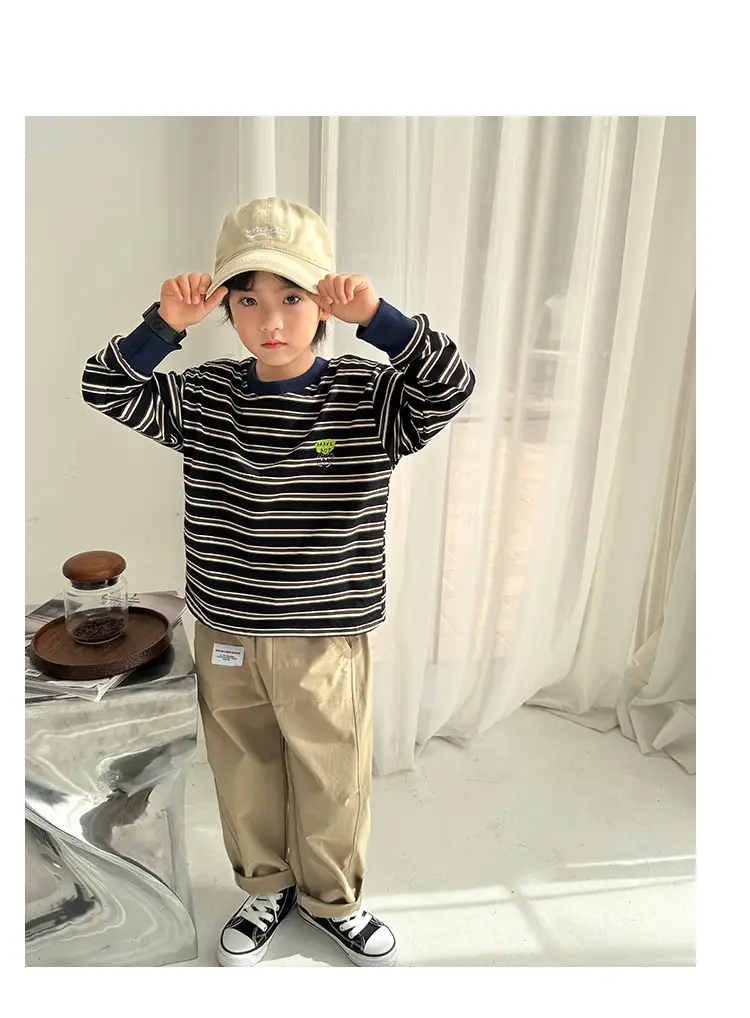 Kids Striped Long Sleeve T-Shirt Boys Korean Style — feature 8