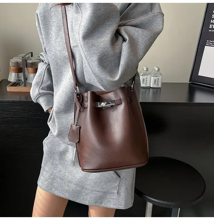 Brown Bucket Bag Women's Casual Shoulder Crossbody 2026 — feature 10