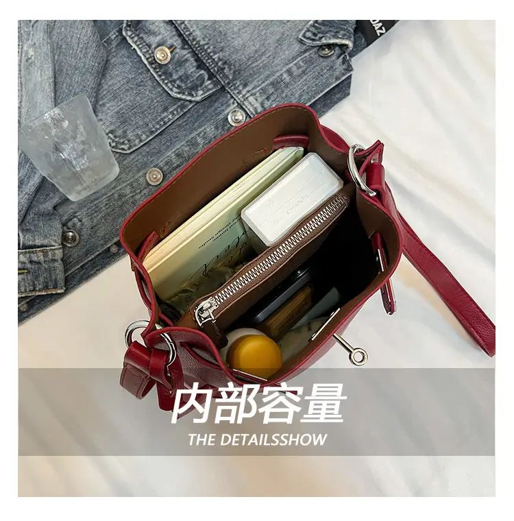 Brown Bucket Bag Women's Casual Shoulder Crossbody 2026 — feature 3