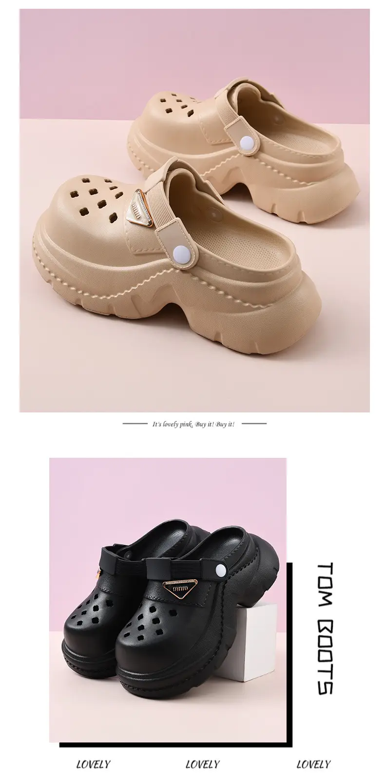 Thick-soled hole shoes women's summer outdoor wear heightening non-slip toe-covered EVA breathable non-smelly feet wear-resistant beach slippers — feature 10