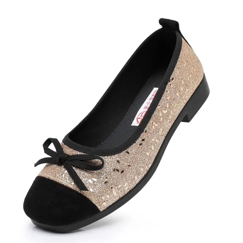 French Style Sequin Flat Women's Shoes with Bow - Image 6