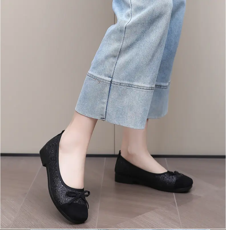 French Style Sequin Flat Women's Shoes with Bow — feature 20