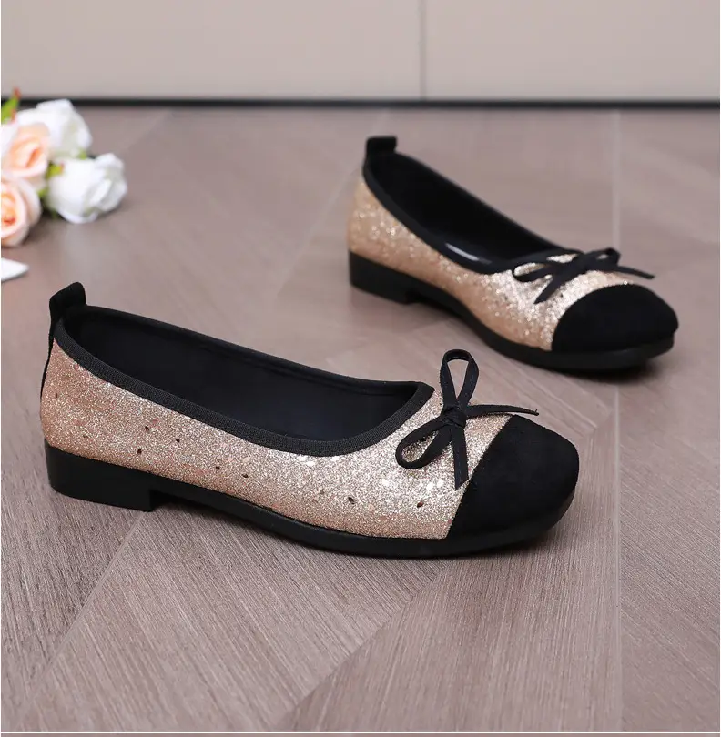 French Style Sequin Flat Women's Shoes with Bow — feature 26