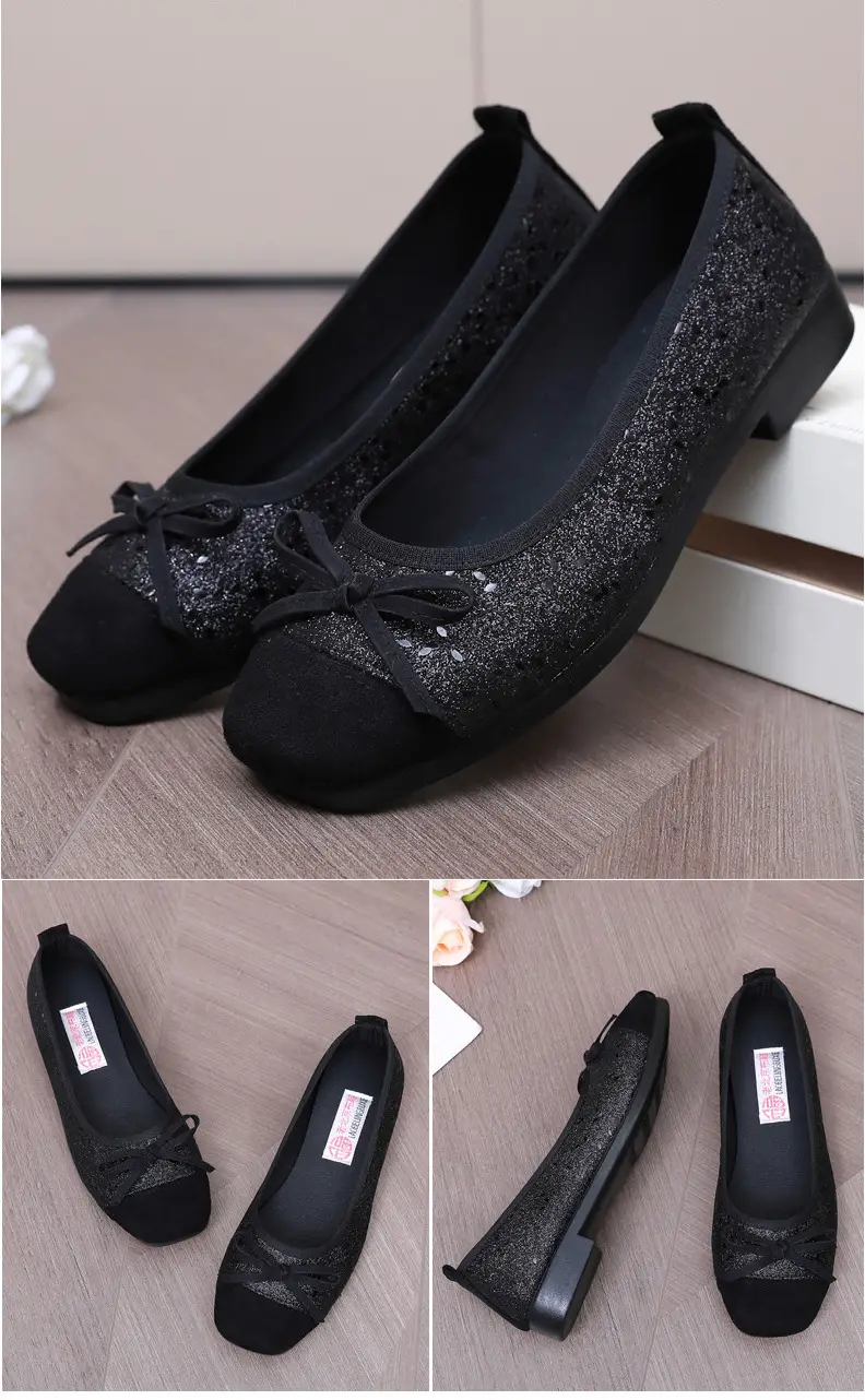 French Style Sequin Flat Women's Shoes with Bow — feature 28