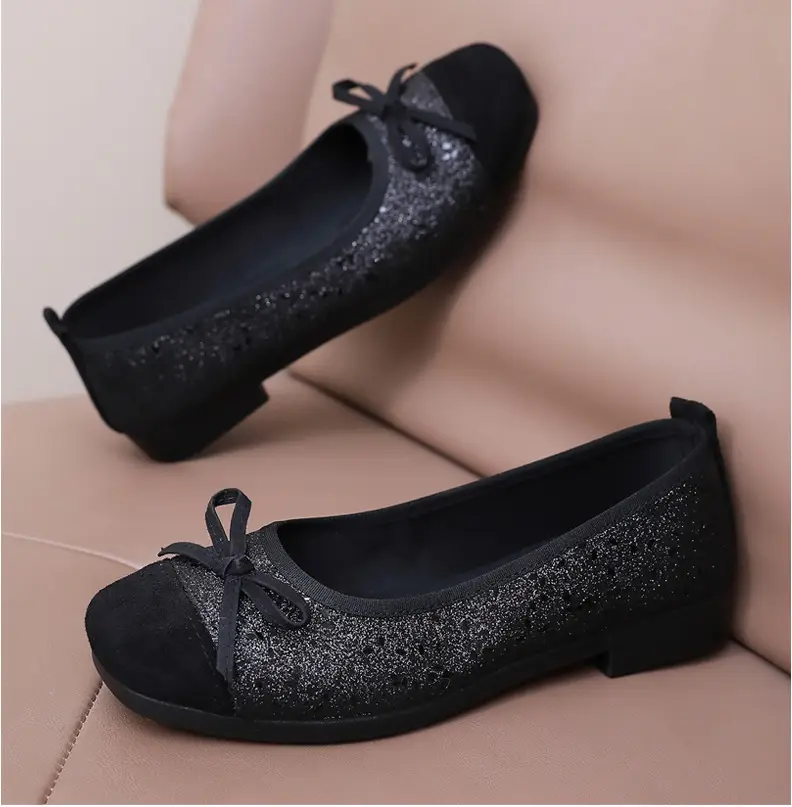 French Style Sequin Flat Women's Shoes with Bow — feature 30