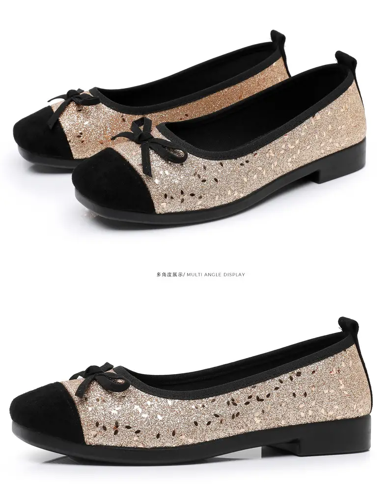 French Style Sequin Flat Women's Shoes with Bow — feature 33