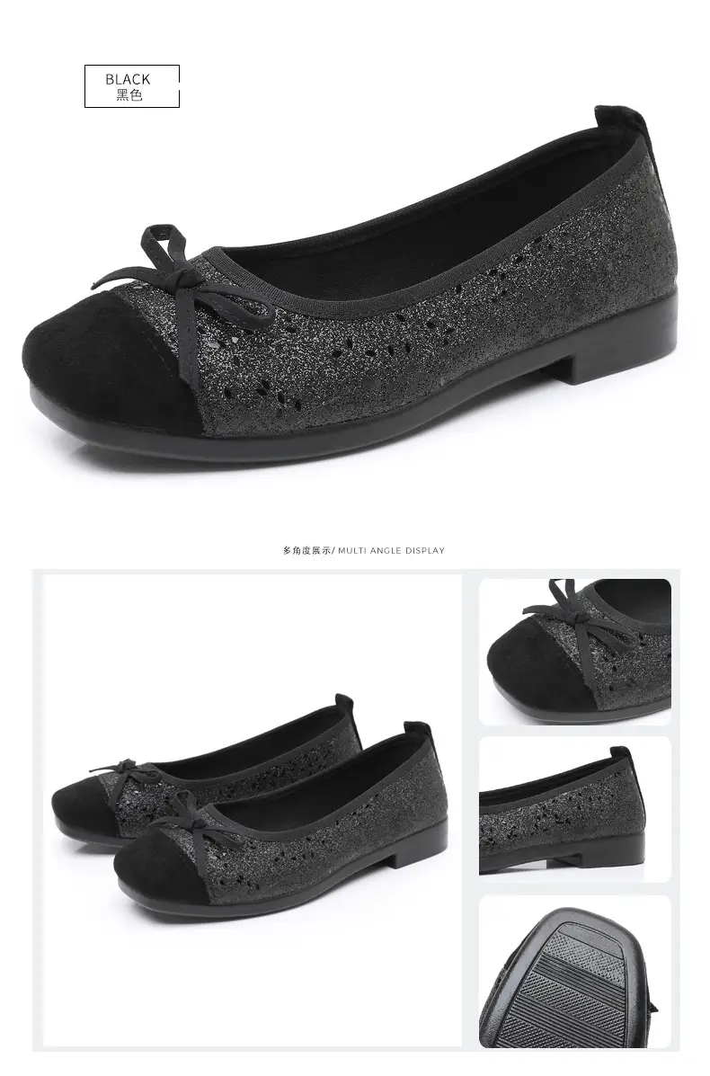 French Style Sequin Flat Women's Shoes with Bow — feature 34