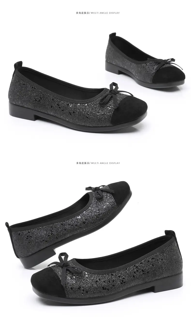 French Style Sequin Flat Women's Shoes with Bow — feature 35