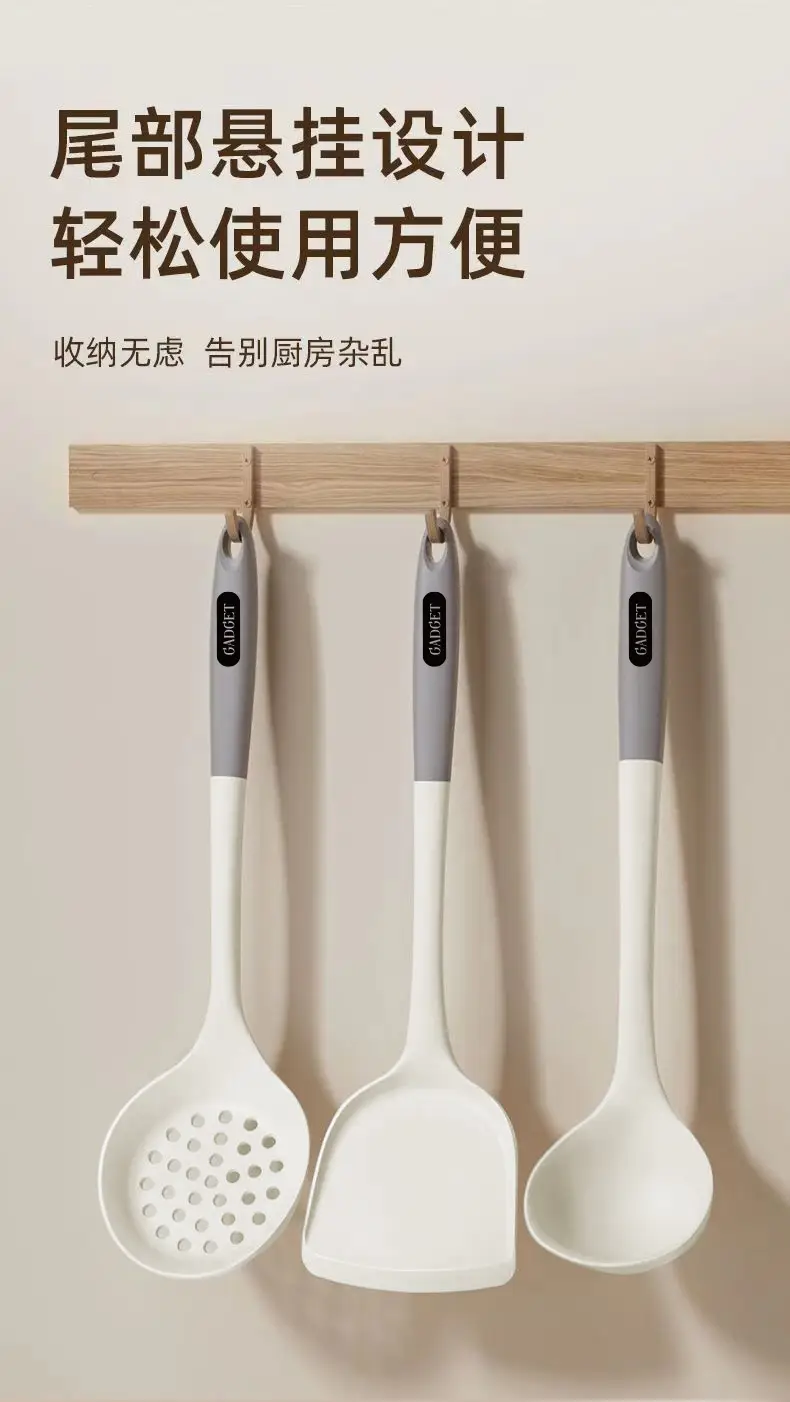 Food grade silicone spatula household non-stick high temperature resistant spatula silicone spoon spoon spatula three-piece set wholesale — feature 11