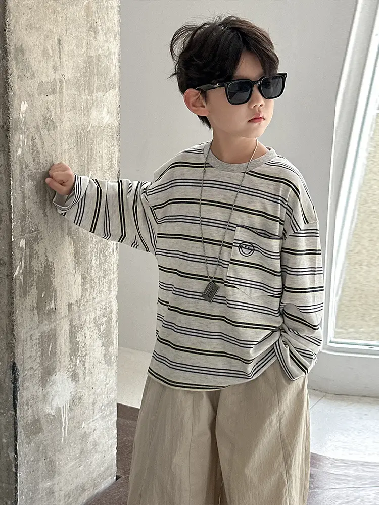 Boys Striped Long Sleeve T-Shirt Medium to XL - Image 2