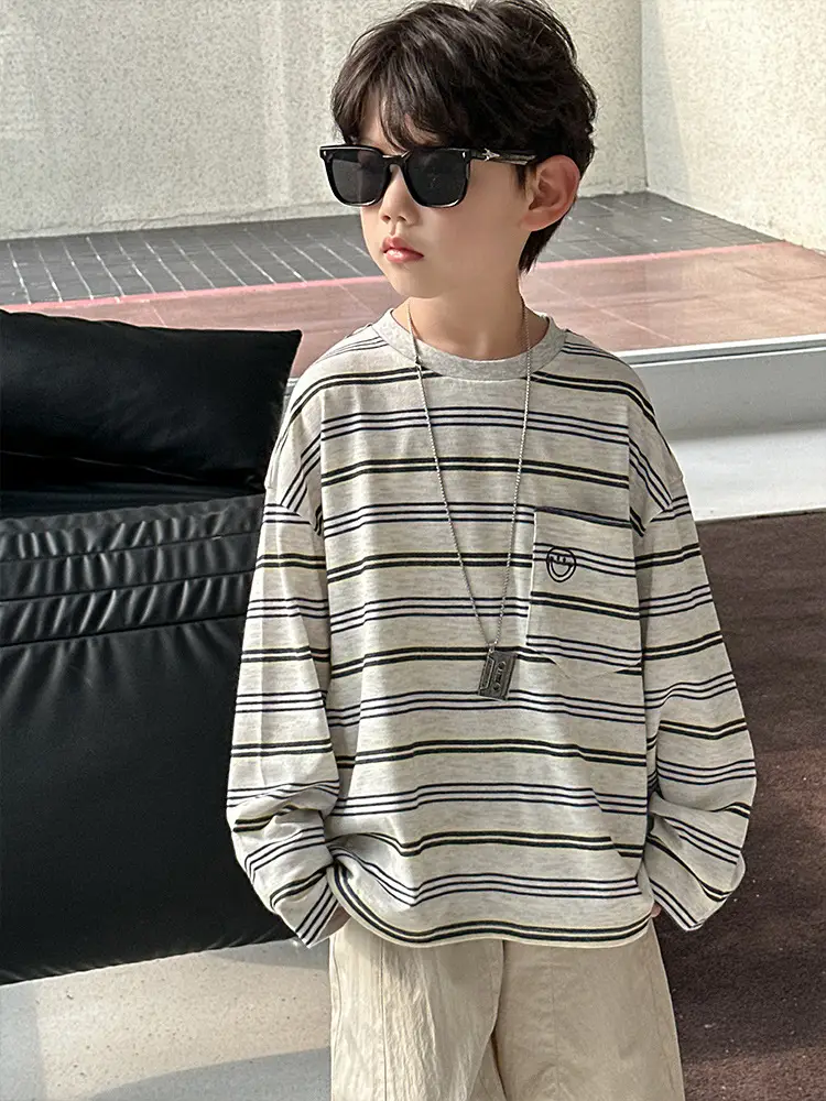Boys Striped Long Sleeve T-Shirt Medium to XL - Image 3