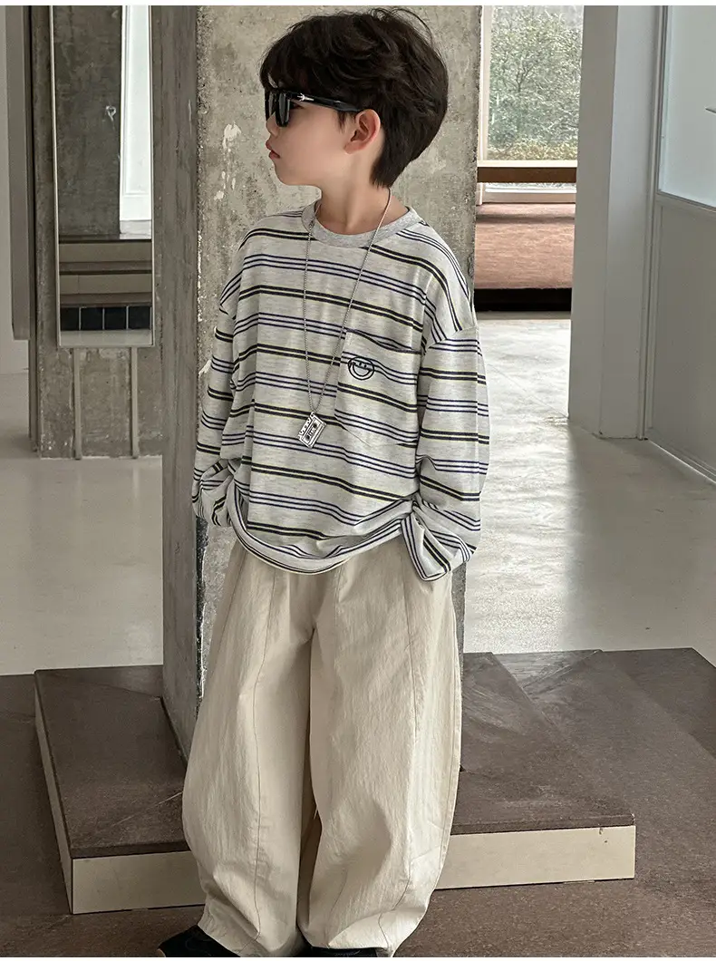 Boys Striped Long Sleeve T-Shirt Medium to XL — feature 10